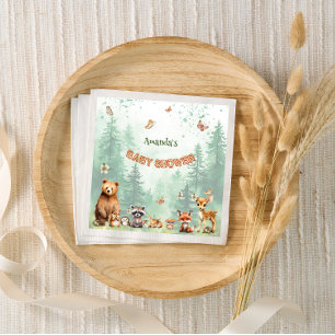 Bosdieren botanische baby shower servet
