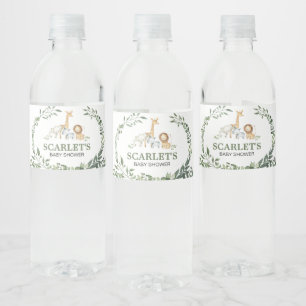 Bosdieren Botanische Baby Shower Waterfles Etiket