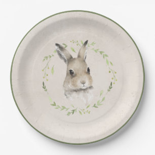Bosdieren Bunny Rabbit Greenery Baby shower Papieren Bordje