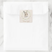 Bosdieren Bunny Rabbit Waterverf Hartelijk dank Vierkante Sticker (Tas)