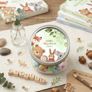 Bosdieren Cute Dieren Groene Baby Shower Ronde Sticker