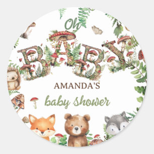 Bosdieren Cute Dieren Groene Baby Shower Ronde Sticker