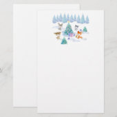 Bosdieren dansen rond de kerstboom briefpapier (Voorkant / Achterkant)