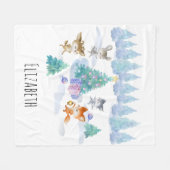 Bosdieren dansen rond de kerstboom fleece deken (Voorkant (Horizontaal))