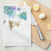 Bosdieren dansen rond de kerstboom theedoek (Quarter Fold)