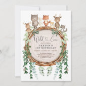 Bosdieren Eikenbos Groene Wild One Verjaardag Kaart (Voorkant)