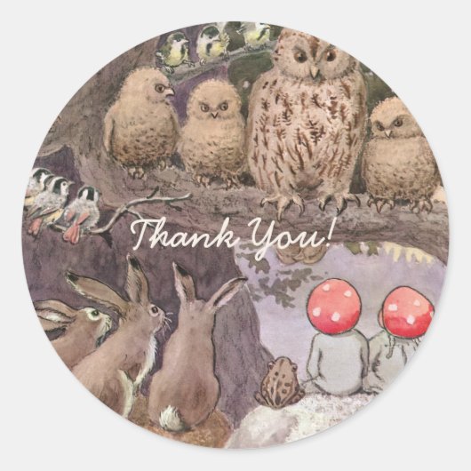 Bosdieren en kinderen Elsa Beskow Ronde Sticker (Voorkant)