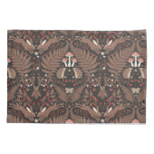 Bosdieren en planten in rood en bruin kussensloop (Achterkant-Links)