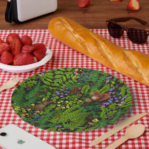 Bosdieren en planten papieren bordje