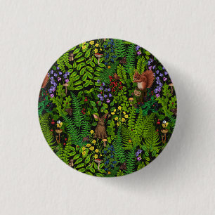Bosdieren en planten ronde button 3,2 cm