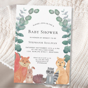 Bosdieren Eucalyptus Groene Baby Shower Kaart