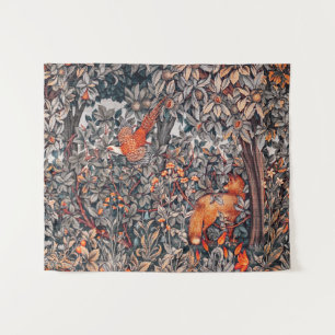 BOSDIEREN, fazant, rode vos, grijze flora Wandkleed