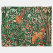 BOSDIEREN, fazant, rode vos, groene bloemen Fleece Deken (Voorkant (Horizontaal))