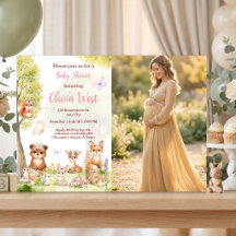 Bosdieren Foto Baby Shower Uitnodiging