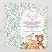 Bosdieren groen rijden met Baby shower Kaart (Voorkant / Achterkant)