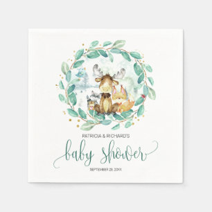 Bosdieren Groene Baby Shower Servet