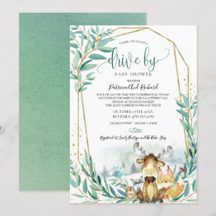 Bosdieren Groene Drive By Baby Shower Kaart