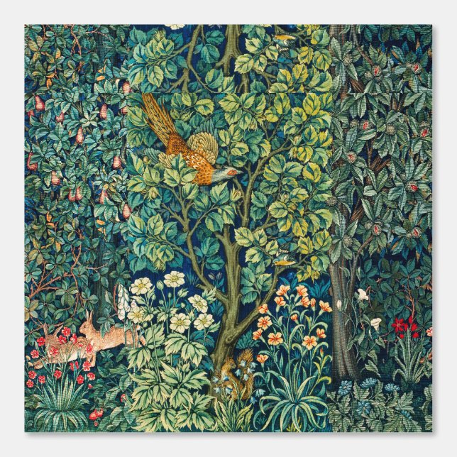 BOSDIEREN Hazen, fazant, groene bloemen Behang (Voorkant)