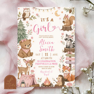 Bosdieren Het is een meisje baby shower Kaart