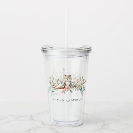 bosdieren in de Waterverf Acryl Drinkbeker (Voorkant)