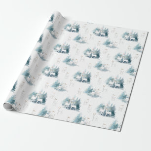 Bosdieren in het winterbospatroon cadeaupapier