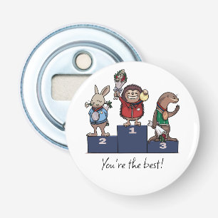Bosdieren Je bent de beste! Cadeau Podium Kunst Button Flesopener