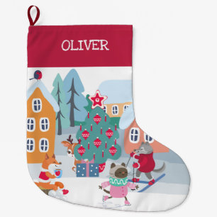 Bosdieren Kerst Village in de Sneeuw Grote Kerstsok