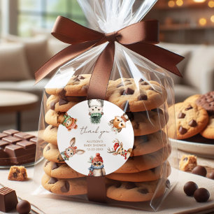 Bosdieren Kerstwinter baby shower Ronde Sticker