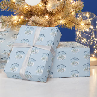 Bosdieren Lichtblauwe Kerst Cadeaupapier