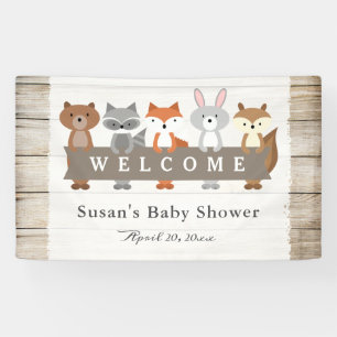 Bosdieren met banner, Baby shower Welkom Spandoek