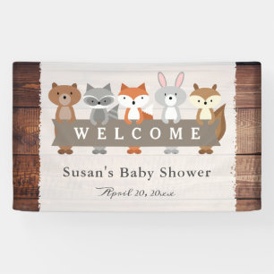 Bosdieren met banner, Baby shower Welkomstwoord Spandoek