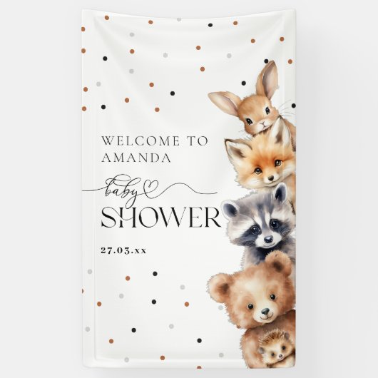 Bosdieren Modern Baby shower Spandoek (Verticaal)