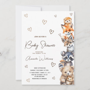 Bosdieren Moderne Baby Shower Uitnodiging