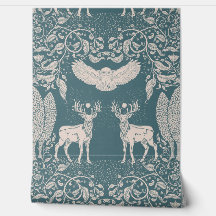 Bosdieren Mythologie Groen Blauw Behang