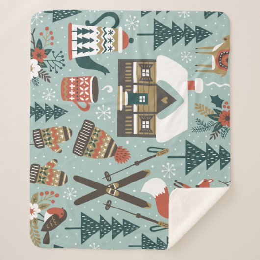 Bosdieren:  naadloos. sherpa deken (Voorkant)