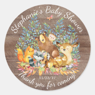 Bosdieren Neutraal Baby shower Favor Sticker