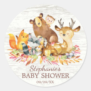 Bosdieren Neutraal Baby shower Favor Sticker