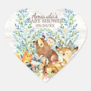 Bosdieren Neutraal Baby shower Favor Sticker