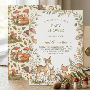 Bosdieren & Paddenstoelen Woodland Baby Shower Kaart
