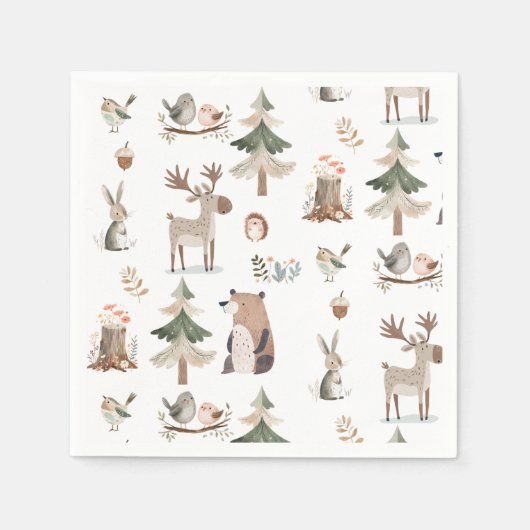 Bosdieren rustiek Baby shower Servet (Voorkant)