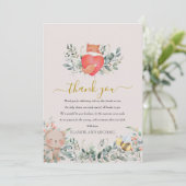 Bosdieren Rustieke Boho Waterverf Hart Bedankkaart (Staand voorkant)