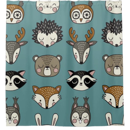Bosdieren Schattige patroon Douchegordijn (Voorkant)