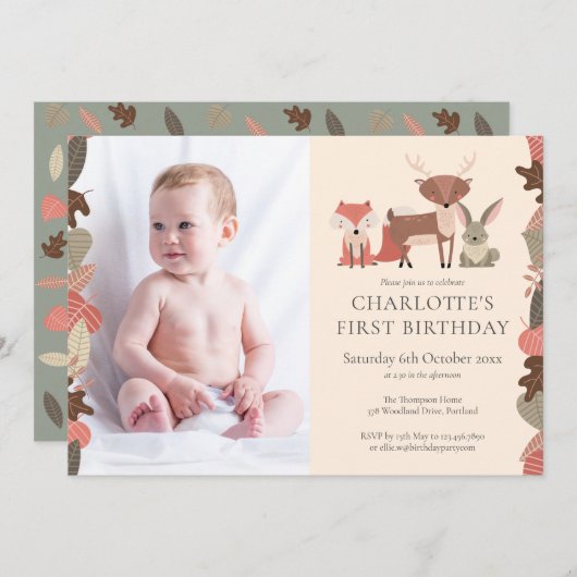 Bosdieren Verjaardagsfeest Foto Kaart (Voorkant / Achterkant)