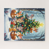 Bosdieren versieren kerstboom legpuzzel (Horizontaal)