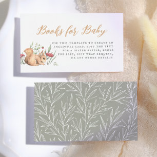 Bosdieren Vintage Baby Shower Boeken Voor Baby Informatiekaartje