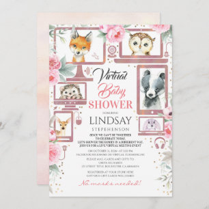 Bosdieren Virtual Baby shower Invitation Kaart
