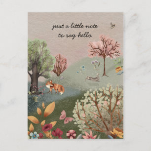 Bosdieren Vos Konijn Bloemen Briefkaart