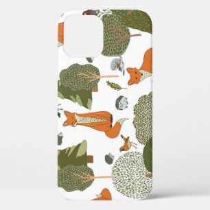 Bosdieren: vossen, vogels patroon iPhone 12 hoesje