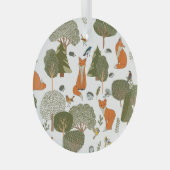Bosdieren: vossen, vogels patroon glas ornament (Voorkant Rechts)