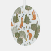 Bosdieren: vossen, vogels patroon glas ornament (Voorkant links)